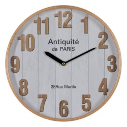 Wall Clock White Natural Wood Crystal 32 x 32 x 4,5 cm