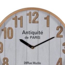 Wall Clock White Natural Wood Crystal 32 x 32 x 4,5 cm