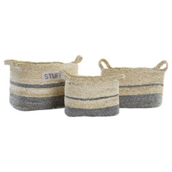 Basket set DKD Home Decor 30 x 20 x 20 cm Natural Fibre Boho