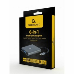 USB-C Hub GEMBIRD A-CM-COMBO6-01 Grey 60 W