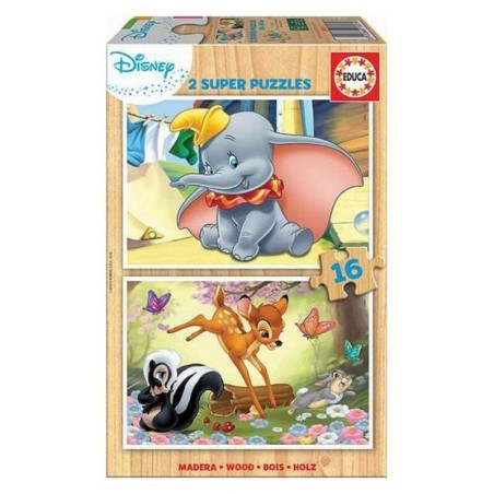 2-Puzzle Set Disney Dumbo & Bambi Educa 18079 Wood Children's 16 Pieces