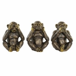 Christmas bauble DKD Home Decor Monkey Golden Resin 15 x 12 x 19 cm (3 Units)