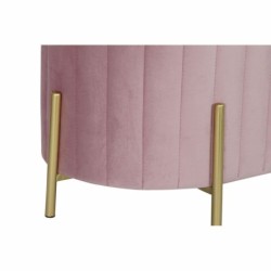 Bench DKD Home Decor   Pink Golden Metal Polyester Velvet (123 x 50 x 45 cm)