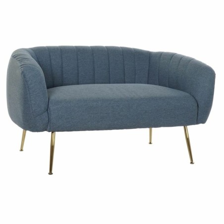 Sofa DKD Home Decor Foam Blue Golden Metal Wood 129 x 75 x 73 cm