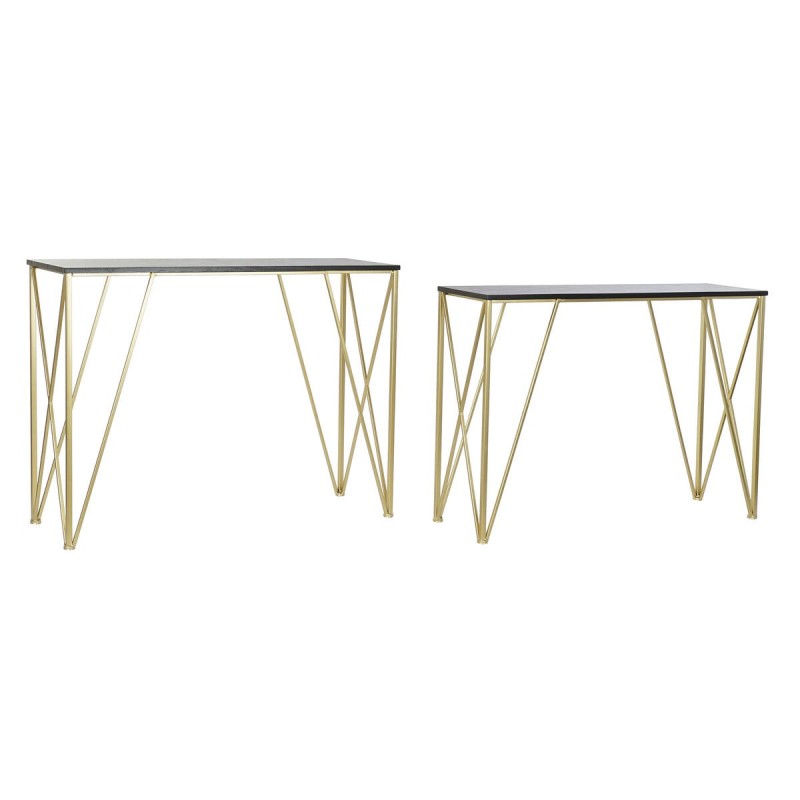 Console DKD Home Decor Black Golden Wood Metal 107,5 x 36 x 79,5 cm