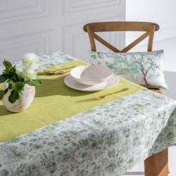 Tablecloth 140 x 140 cm Polyester Green 100% cotton