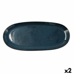 Serving Platter Bidasoa Ikonic Ceramic Blue (36 x 16 cm) (Pack 2x)