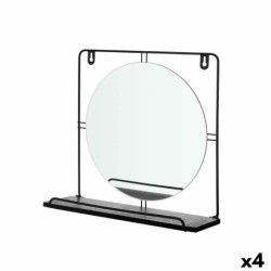 Wall mirror Black Metal MDF Wood 33,7 x 30 x 10 cm (4 Units)