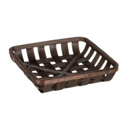 Basket set Brown Wood 52 x 52 x 11,5 cm (3 Units)