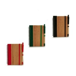 Spiral Notebook with Pen Bamboo 1 x 13 x 10,5 cm (24 Units)