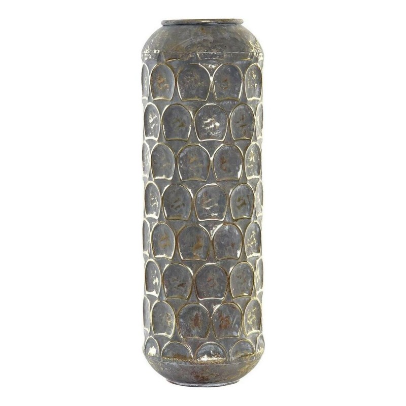 Vase DKD Home Decor Aged finish Grey Golden Metal Oriental 19 x 19 x 47 cm