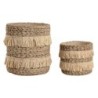 Set of Planters Home ESPRIT Brown Raffia Cement Tropical 23 x 22 x 25 cm