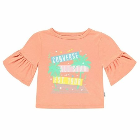 Child's Short Sleeve T-Shirt Converse  Ruffle  Salmon