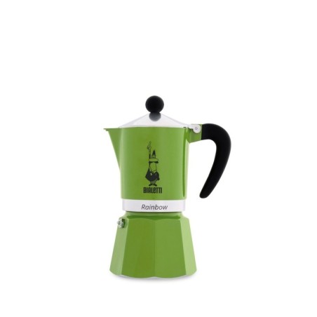 Italian Coffee Pot Bialetti Black Green Metal Aluminium 3 Cups