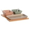 Appetizer Set DKD Home Decor 24 x 23,5 x 1,5 cm Porcelain Multicolour Bamboo 6 Pieces Scandinavian