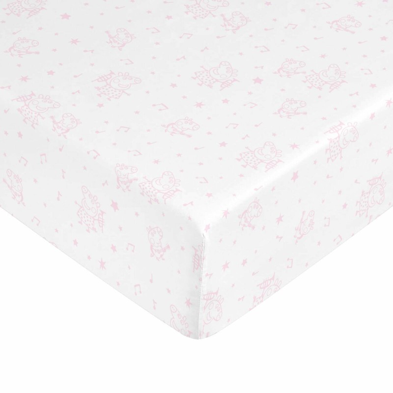 Fitted bottom sheet Peppa Pig White Pink 90 x 200 cm