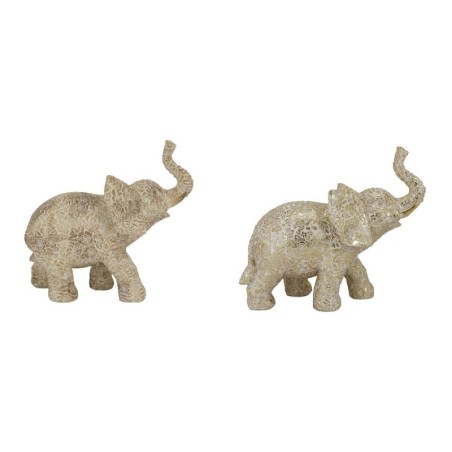 Decorative Figure DKD Home Decor 22,7 x 11 x 20,8 cm Elephant Beige Golden Colonial (2 Units)