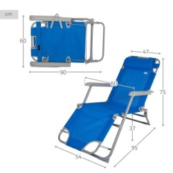 Reclining lounder Aktive Blue 153 x 33 x 47 cm