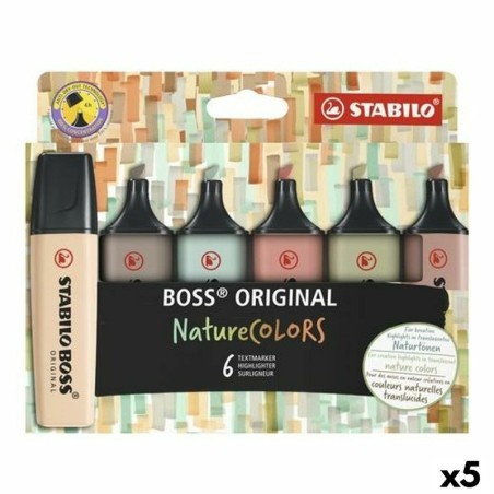 Fluorescent Marker Set Stabilo Boss Nature Colors Multicolour (5 Units)