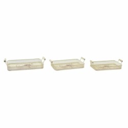 Set of trays DKD Home Decor Pink Metal Aluminium 8 cm 40 x 21 x 8 cm (3 Units)