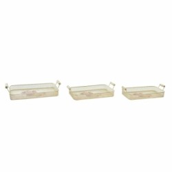 Set of trays DKD Home Decor Pink Metal Aluminium 8 cm 40 x 21 x 8 cm (3 Units)