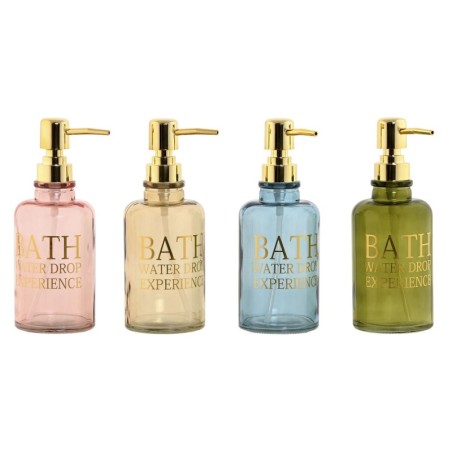 Soap Dispenser Home ESPRIT Green Grey Pink Golden Crystal Plastic 390 ml 9 x 7,5 x 20 cm (4 Units)