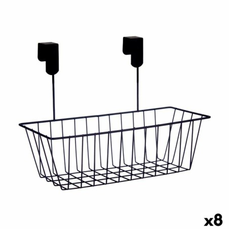 Basket for Kitchen Shelf Black Iron 28 x 12 x 9 cm (8 Units)