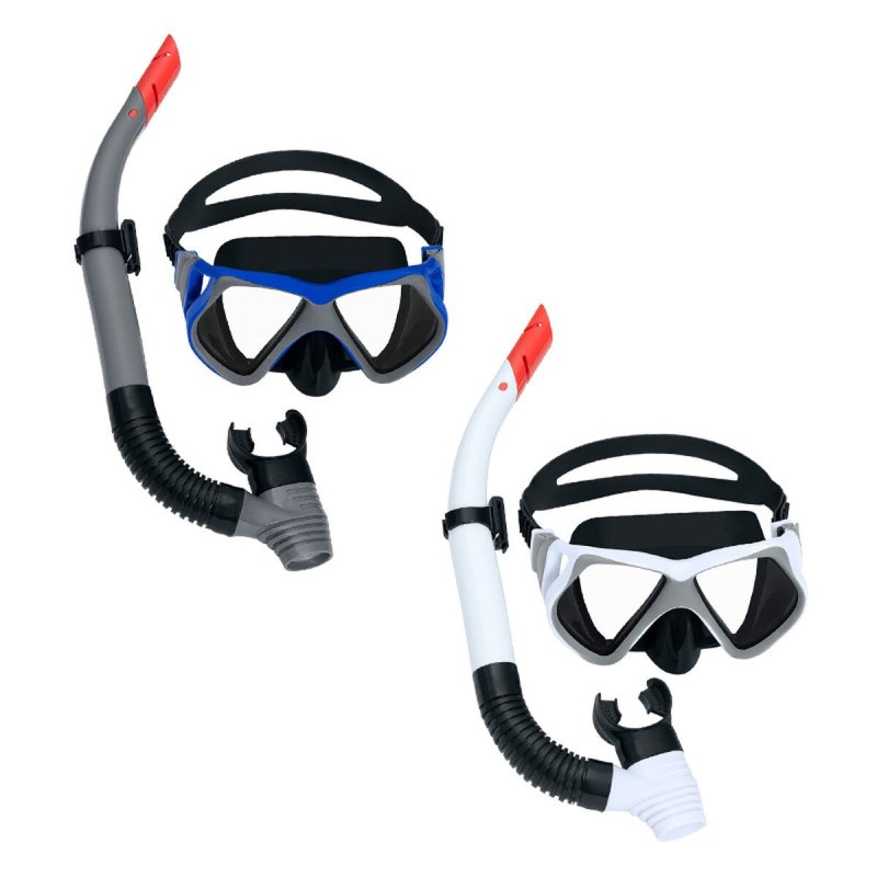 Snorkel Goggles and Tube for Children Bestway White Grey Adult