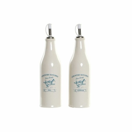 Oil and Vinegar Set DKD Home Decor 250 ml White Green Turquoise Stainless steel Plastic Dolomite