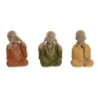 Decorative Figure Home ESPRIT Yellow Green Orange Monk Oriental 11 x 10,5 x 18 cm (3 Units)