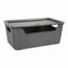 Storage Box with Lid Bella Anthracite 28 x 17,9 x 11,2 cm (12 Units) (28 x 18 x 11 cm)