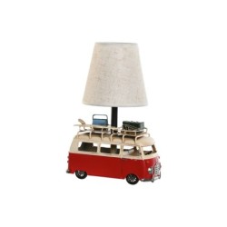 Desk lamp Home ESPRIT White Red Linen Metal 20 x 14 x 30 cm