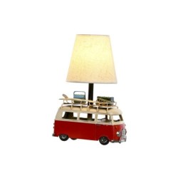 Desk lamp Home ESPRIT White Red Linen Metal 20 x 14 x 30 cm