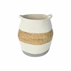 Basket DKD Home Decor White Natural Aluminium Natural Fibre 30 x 30 x 40 cm