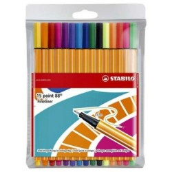 Set of Felt Tip Pens Stabilo Point 88 15 Pieces Multicolour