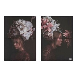 Set of 2 pictures Canvas Lady Flowers 70 x 50 x 1,5 cm