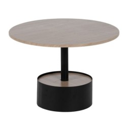 Centre Table Black Natural Iron MDF Wood 65 x 65 x 37,5 cm