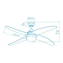 Ceiling Fan with Light EDM 33807 Caspio 60 W