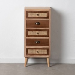 Chest of drawers SASHA 40 x 30 x 91,5 cm Natural Wood Cream Rattan