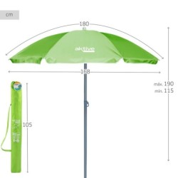 Sunshade Aktive UV50 Ø 180 cm Green Polyester Aluminium 180 x 187 x 180 cm (12 Units)