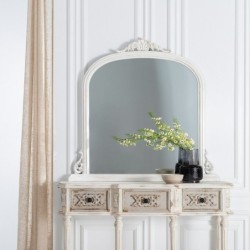 Wall mirror 103 x 5 x 108 cm Crystal Wood White