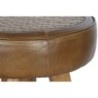 Stool Home ESPRIT Brown Camel Leather Wood Rattan 42 x 42 x 76 cm