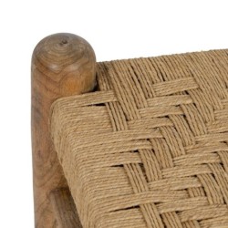 Bench Wood Natural Fibre 100 x 45 x 40 cm