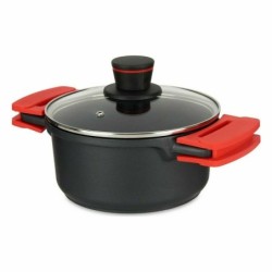 Casserole with glass lid Ø 20 cm Black Aluminium (6 Units)