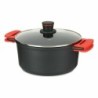 Casserole with glass lid Ø 28 cm Black Aluminium (4 Units)