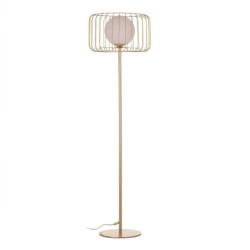 Floor Lamp 40 x 40 x 144 cm Crystal Golden Metal White