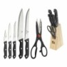 Set of Kitchen Knives and Stand Excellent Houseware Scissors 7 Pieces Black Wood Stainless steel polypropylene