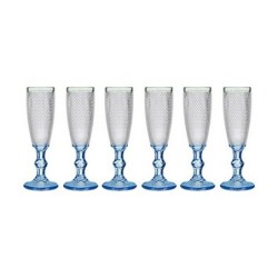 Champagne glass Points Blue Transparent Glass 6 Units (180 ml)