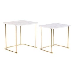 Set of 2 tables DKD Home Decor White Golden 51 x 43 x 49 cm