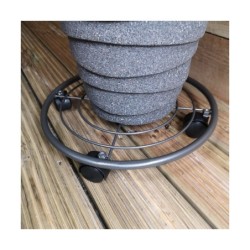 Flowerpot Standt with Wheels Progarden Grey Metal (35 x 6,5 cm)